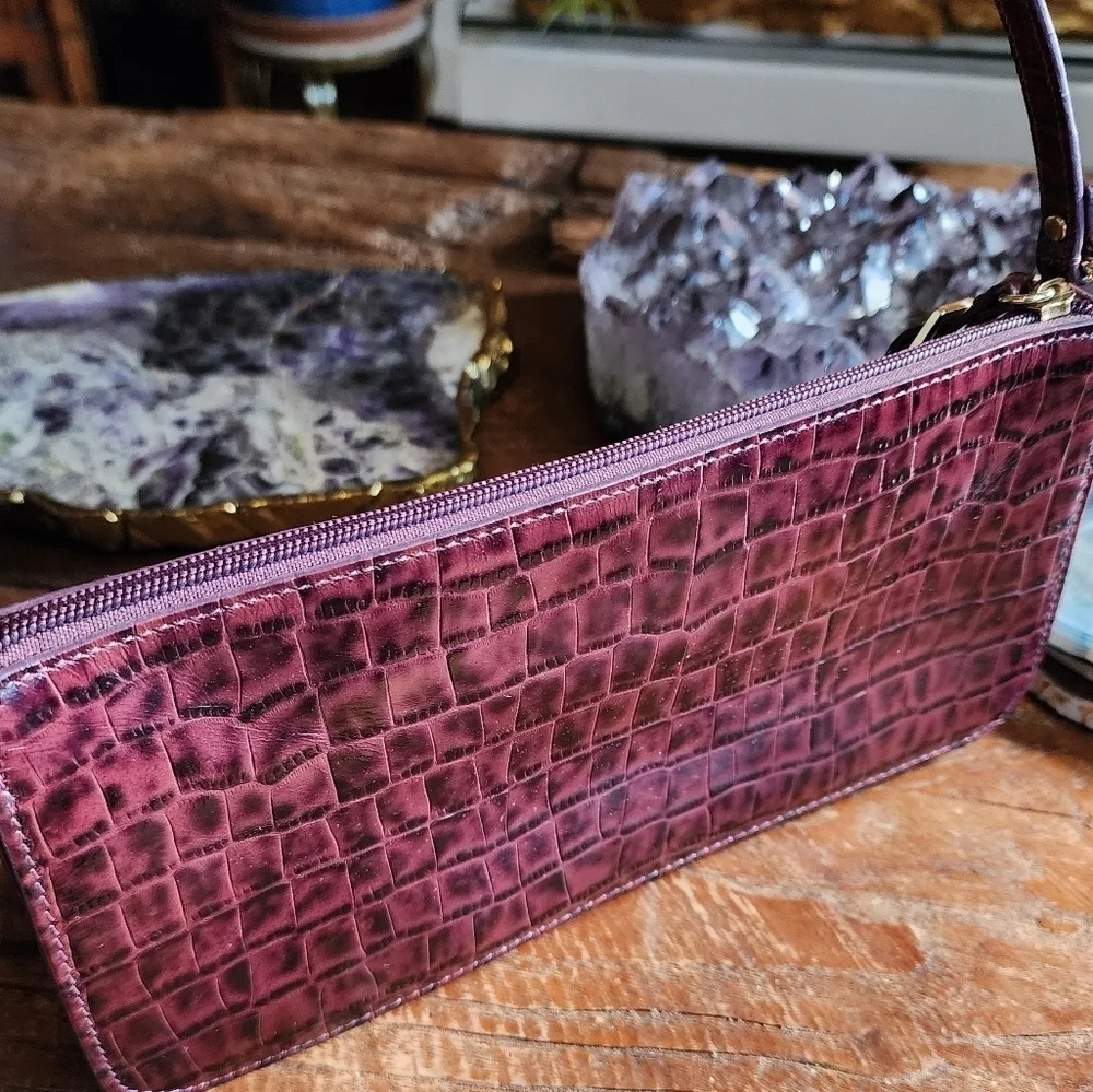 Charles David Purple Leather with Gold hardware Purse - Animal Embossed Print